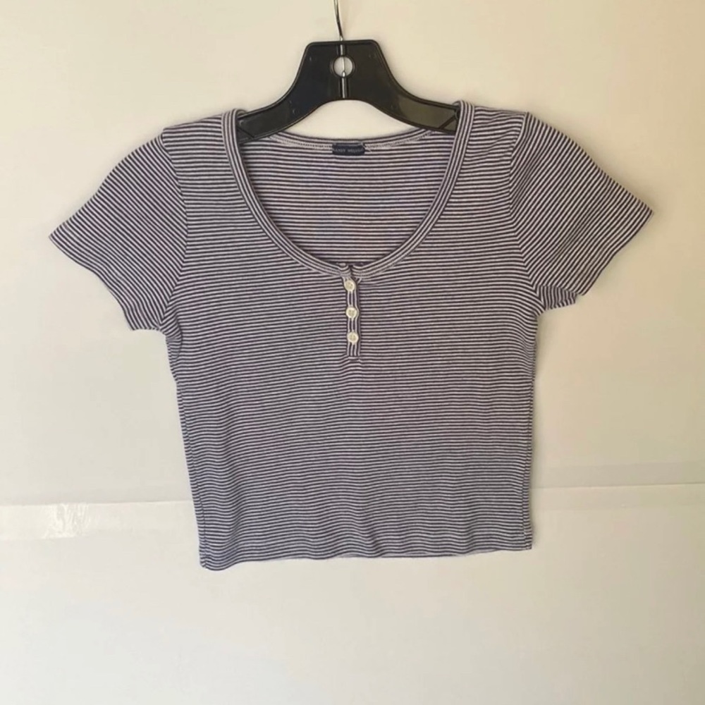 Brandy Melville Blue Gray Striped Crop Top One Size